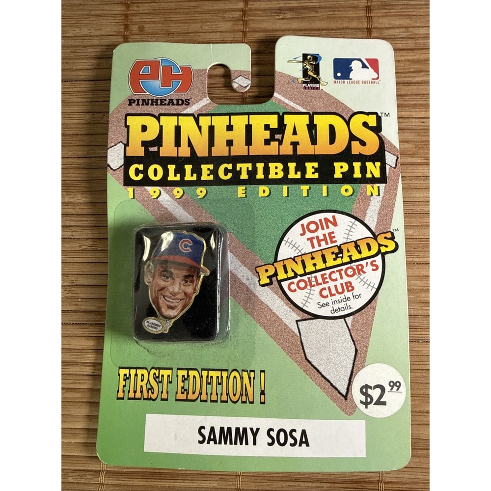 VTG Sammy Sosa Pinheads Collectible Pin 1999 1st Edition MLB Sealed Chicago Cubs